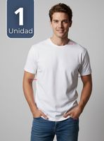 Camiseta Polera 100% Algodón Básica Lisa Elástica Hombre Blanco