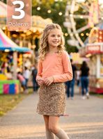 Pack 3 Camisetas Poleras Bambú Cuello Redondo Salmón Primera Capa de Mangas Largas para Niñas