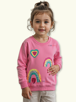 Polerón Algodón Cuello Redondo Niñas Fucsia Arcoiris