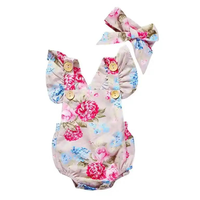 Body Floreado con Volado y Cinta para Bebé Niña Jump Kids Beige