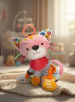 Juguete Peluche Animales Sensorial Con Mordedor Y Sonajero Diseño Gatico Niña y Niño