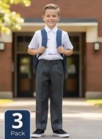 Pak 3 Pantalones Escolares Colegio Clásico Gris Niño