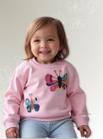 Poleron Algodon Cuello Redondo Niña Rosado Mariposa