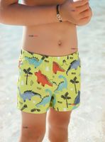 Short De Playa Para Niños Traje De Baño Pantalón Corto Amarillo de Dinosaurios