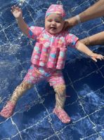 Traje de Baño Flotador Enterito Con Gorro para Niña 2 Piezas 9 a 36 Meses Pink Sea