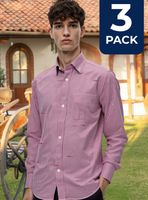 Pack 3 Camisa Huaso Cuadrillé Algodón Juvenil Color Rojo