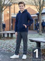 Polerón Escolar Polar Con Capucha Niño Unisex Color Azul 5 a 12 años