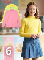 Pack 6 Poleras Camisetas Polar Primera Capa Cuello Beatle Mangas Largas Colores Surtido Niñas