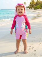 Traje de Baño Enterito Cremallera Manga Larga Con Gorro Niña 1 a 5 años Pink Unicorn