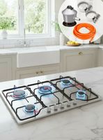 Cocina Encimera Gas Licuado de 5 Platos Acero Inoxidable + Kit de instalación