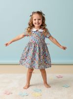 Vestido Manga Corta Floreal Multicolor Verano para Niña 2 a 7 años