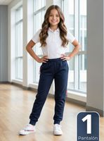 Buzo Pantalón Escolar Niña Unisex 100% Algodón Color Azul Bota Acanalada 3 a 16 años