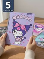 Pack 5 Cuadernos Universitarios Kuromi Style Proarte 7mm 100 Hojas Diseños Surtidos