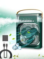 Climatizador Portátil Frío 4 en 1 Ventilador Humificador Enfriador Lampara LED 220v USB Verde