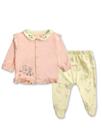 Set 2 piezas Conjunto Bebe Buzo Polerón Niña 100% Algodón Rosa Flores