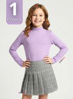 Polera Camiseta Bambú Lila Cuello Beatle Primera Capa Manga Larga Niña