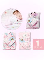 Set Manta Frazada Polar Para Bebé Niña + Peluche de Apego