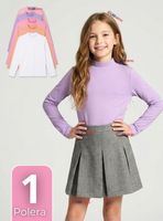 Polera Camiseta Bambú Cuello Beatle Primera Capa Manga Larga Colores Surtidos Niñas