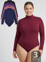 Pack 3 Bodys Manga Larga de Bambú Cuello Alto Beatle Mujer Colores Surtidos