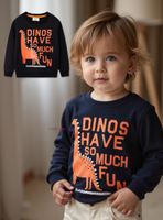 Polerón Algodón Cuello Redondo Niños Negro Dinosaurio