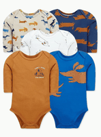 Pack 5 Bodys Bebé Niño Manga Larga Tedmimak 100% Algodón Various Dog