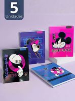 Pack 5 Cuadernos Universitarios Mickey Mouse Pop Proarte 7mm 100 Hojas Diseños Surtidos
