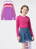 Pack 3 Polera Camiseta Polar Primera Capa Cuello Redondo Manga Larga Colores Surtidos Niñas