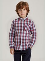 Camisa Huaso Cuadrillé  Manga Larga 100% Algodón Cuadros Azul y Blanco