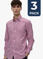 Pack 3 Camisa Huaso Cuadrillé Algodón Juvenil Rojo Fiestas Patrias