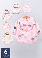 Pack 6 Babero Delantal Impermeable Premium Con Mangas Larga Para Bebe Y Niña