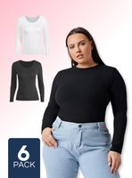 Pack 6 Camiseta Polar Manga Larga Primera Capa Mujer Blanco y Negro