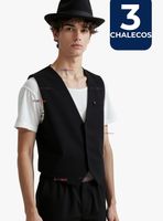 Pack 3 Chaleco Bolero Nortino Niños Juvenil Fiestas Patrias Negro