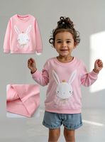 Polerón Alñgodon Cuello Redondo Niña Rosado Conejito