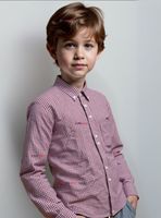 Camisa Huaso Cuadrillé Manga Larga 100% Algodón Cuadro Rojo y Negro