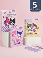 Pack 5 Cuadernos Universitario My Melody & Kuromi Proarte 7mm 100 Hojas Diseños Surtidos