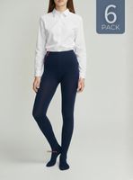 Pack 6 Ballerinas Elasticadas Escolares para Niña Algodón Color Azul