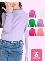 Pack 3 Camisetas Beatle 100% Polar Polera Cuello Alto Niña Colores Surtidos