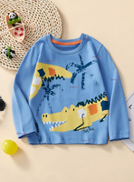 Polera Algodón Manga Larga Niño Camiseta Cocodrilo Azul