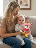 Juguete Peluche Animales Sensorial Con Mordedor Y Sonajero Diseño Gatico para Niña y Niño