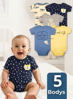 Pack 5 Bodys Niño Manga Corta Tedmimak 100% Algodón Baby BE KIND