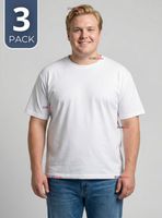 Pack 3 Camisetas Poleras 100% Algodón Básica Lisa Elástica Hombre Color Blanco