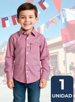 Camisa Huaso Cuadrillé Algodón Niños Juvenil Color Rojo