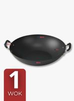 Wok Chino de Acero Inoxidable Antiadherente 34cm Negro
