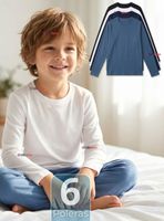 Pack 6 Poleras Camisetas Bambú Cuello Redondo Primera Capa Manga Larga Colores Surtidos Niños