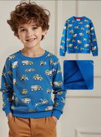 Polerón Algodón Cuello Redondo Niño Azul Claro Grúa