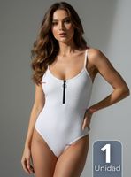 Body Con Cierre Delantero Sin Mangas Ligero y Sutil Colores Surtidos Mujer