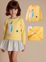 Polerón Algodón Cuello Redondo Niñas Amarillo Unicornio