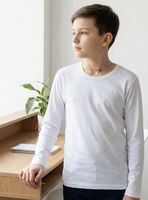 Pack 6 Camisetas Algodón Manga Larga Polera Primera Capa Color Blanco Niños