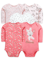Pack 5 Bodys Bebé Niña Manga Larga Tedmimak 100% Algodón Rabbit Princess