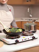 Cocina Eléctrica 2 Platos 2000W de Potencia Cocinilla Portátil Color Blanco